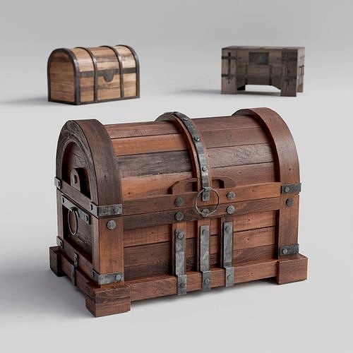 Lowpoly Old Chests 3 set