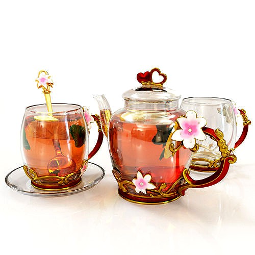 Handmade tea set 3D model