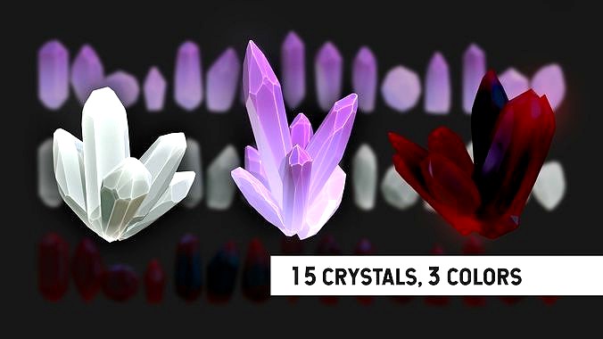 Lowpoly Crystals with 3 PBR materials