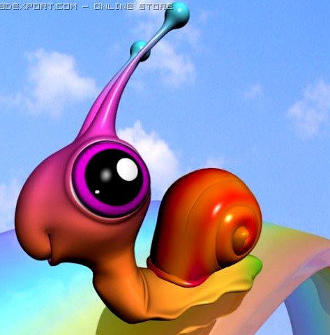 Rainbow Snail RIGGED 3D Model