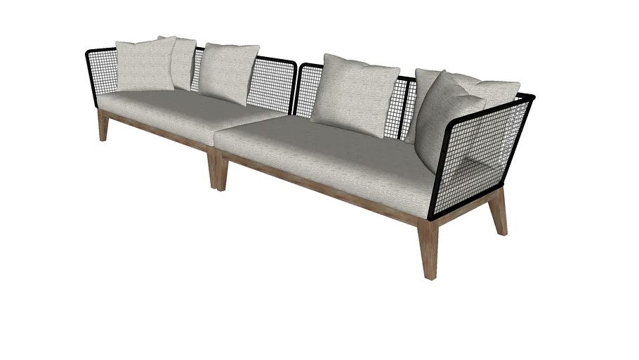 Netta Sectional Sofa XL Feather Gray Fabric By Modloft