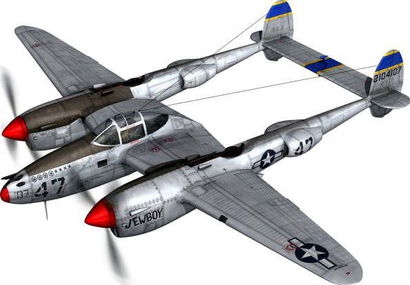 Lockheed P38 Lightning  Jewboy 3D Model