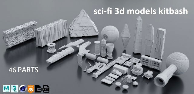 Sci-fi s kitbash pack low poly