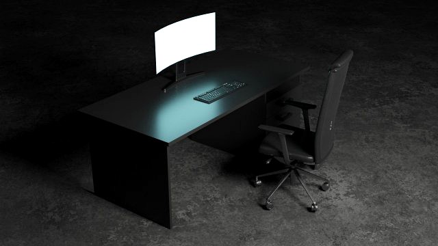 Set desk and computer