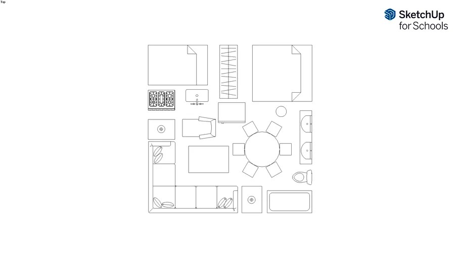 2D Furniture SketchUp for Schools 3d model