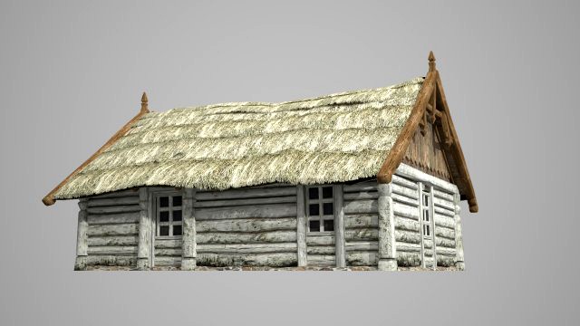 Medieval construction of thatched huts