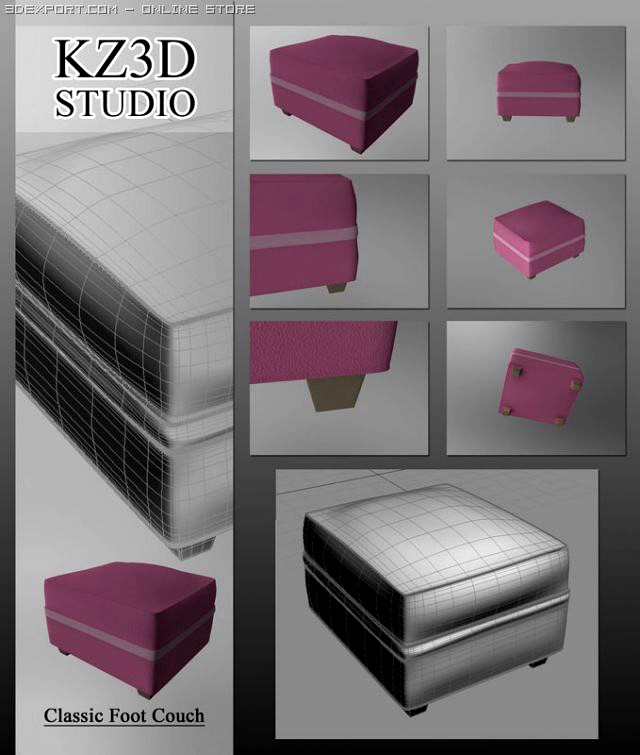 ID50026 Classic Foot Couch 3D Model