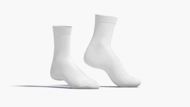 White Long Socks stand on tiptoe - fabric sox pair