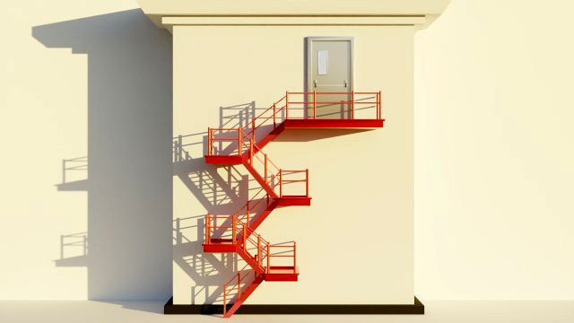 Fire Escape Staircase Exterior - Low Poly