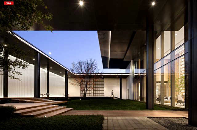 Modern courtyard and landscape