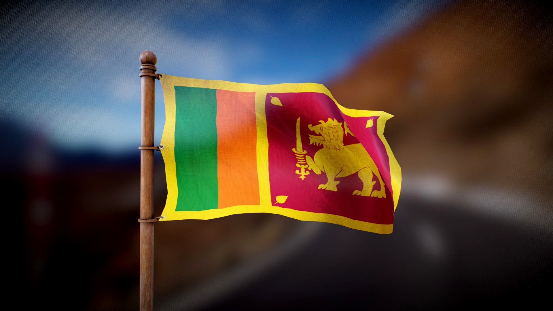 Flag of Sri Lanka - Wind Animated Loop
