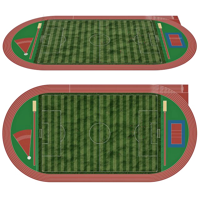 Football field with players