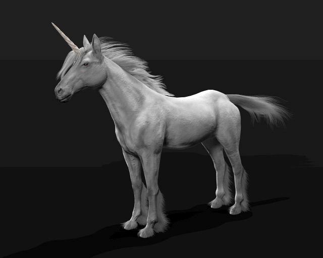 unicorn horse hair fur rigged low poly animal