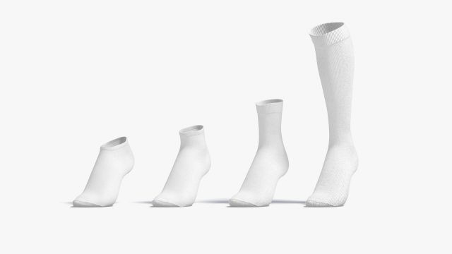 White Single Socks on tiptoe different shapes - fabric sox