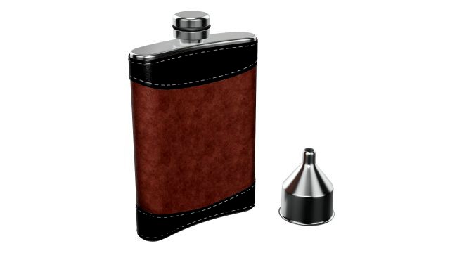 Flask Liquor Stainless Steel Leather Wrap 01