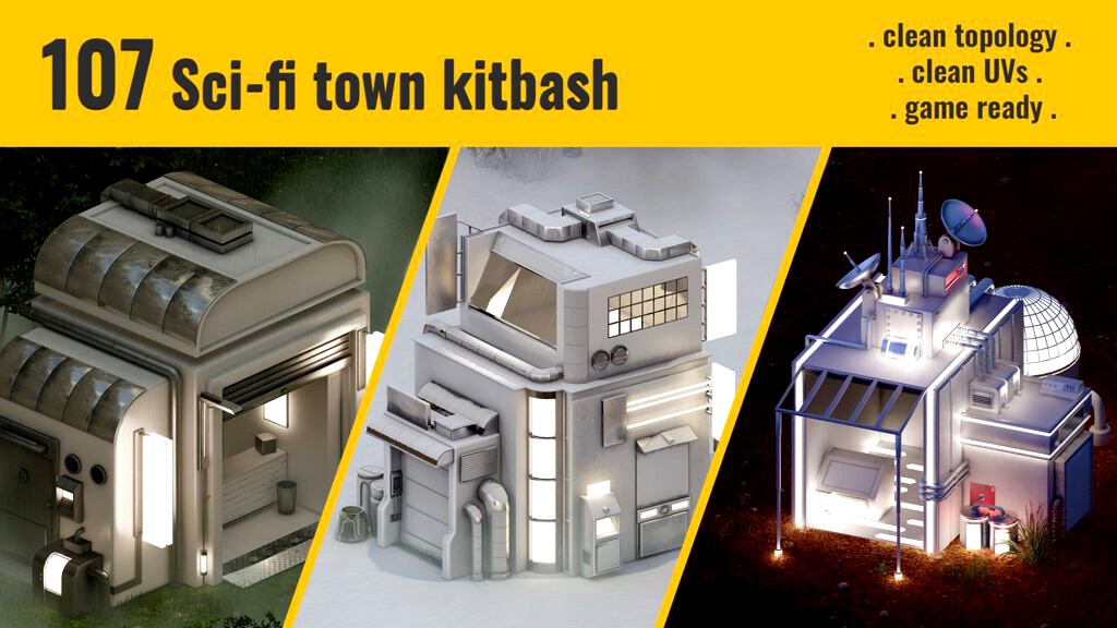 107 Sci-Fi City elements (Kitbash) (337338)