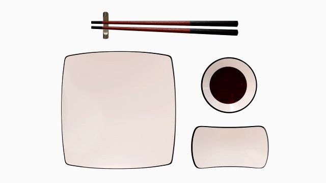 Sushi dinnerware 01 chopsticks soy sauce plate