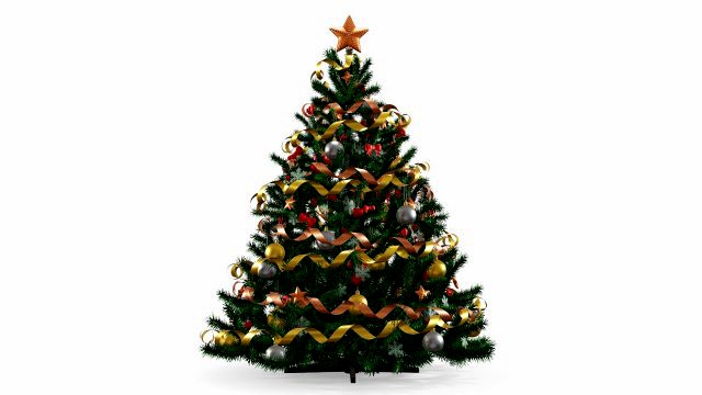 Artificial fir tree decorated 02