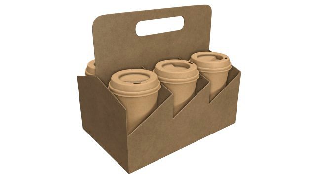 biodegradable large paper coffee cup with lid in holder