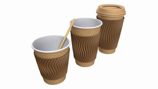 biodegradable paper coffee cup with sleeve and cardboard lid