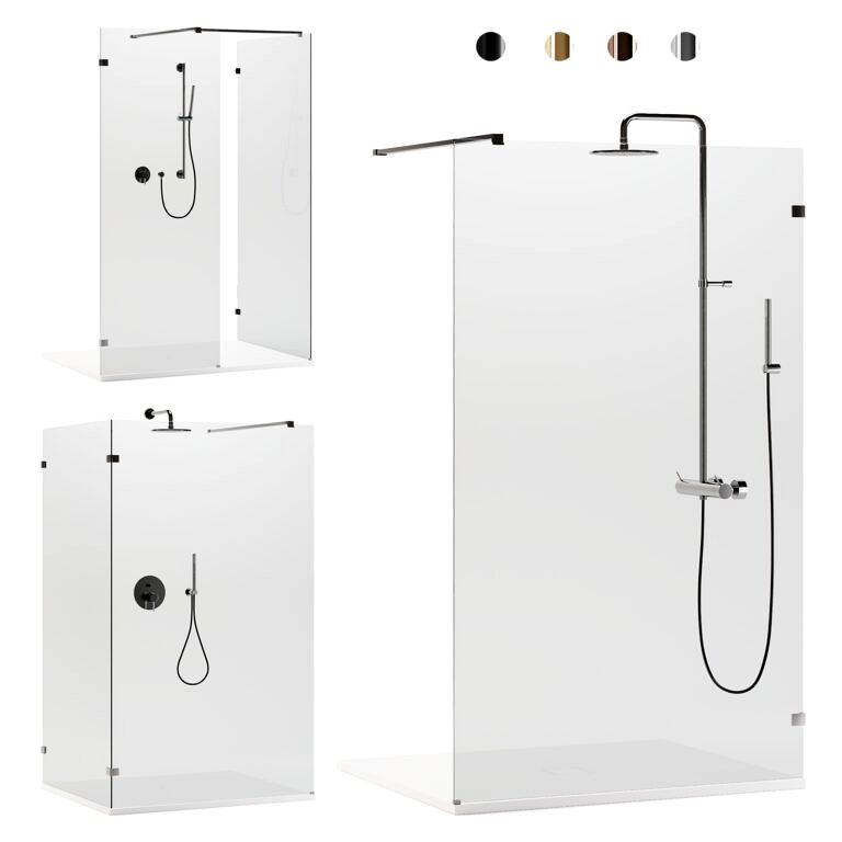 Arblu Walk-in Separet Elite Shower Enclosures + Paffoni Shower Systems (338392)