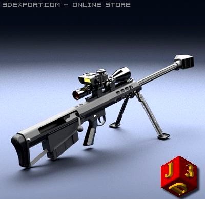 Sniper rifle Barret M95 3D Model