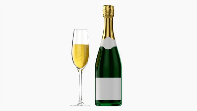 Champagne Bottle With Glass