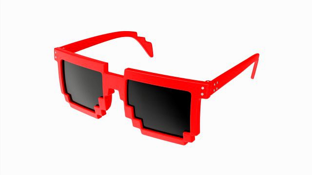 Pixel Style Glasses Red