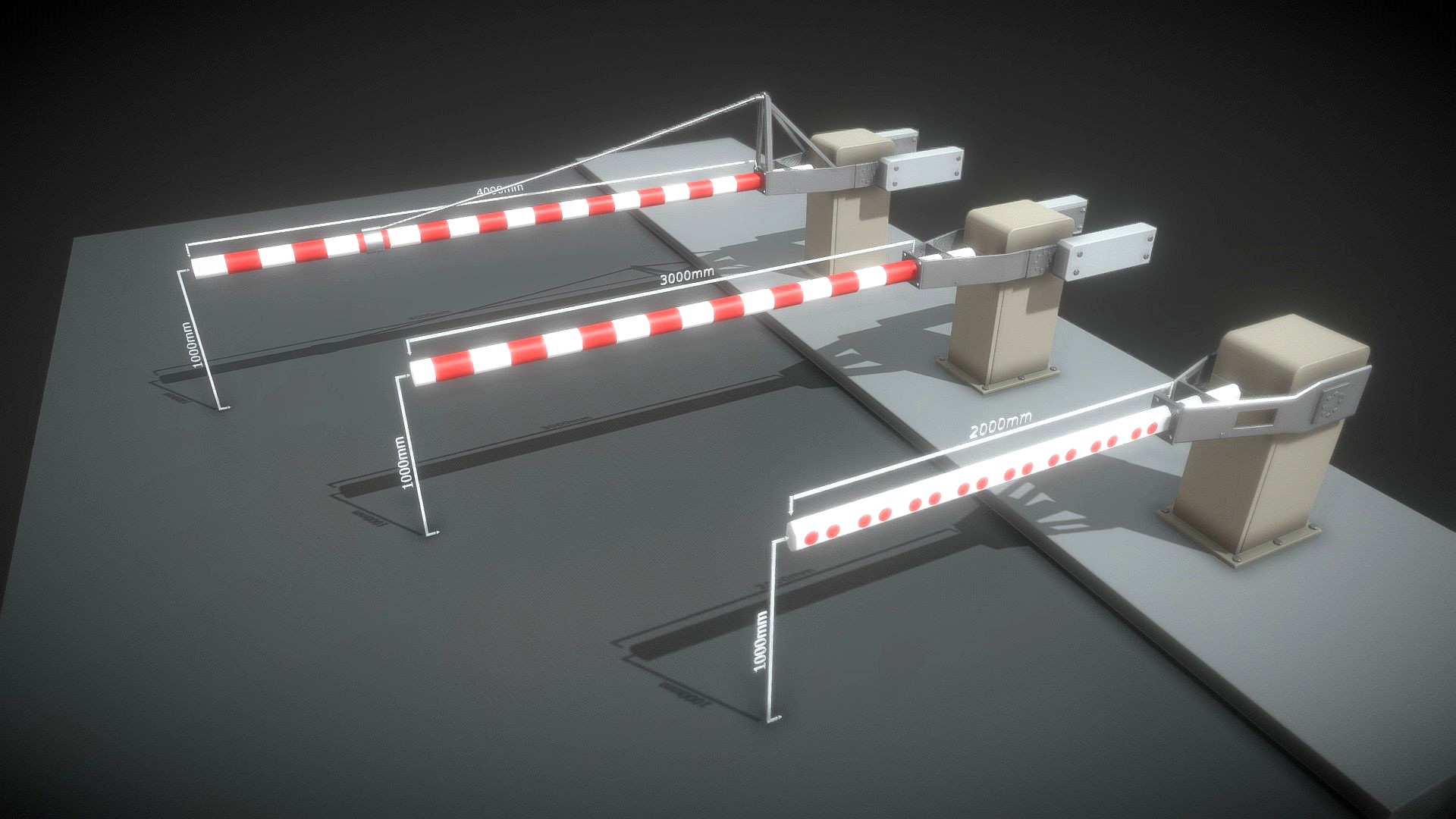 Modern Railway Barriers Set (WIP-3)