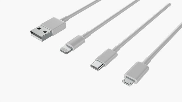 USB C Lightning Cables Set White