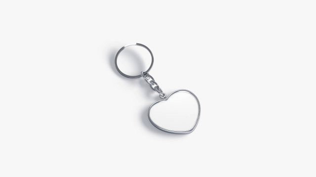 White Heart Keychain - key tag holder