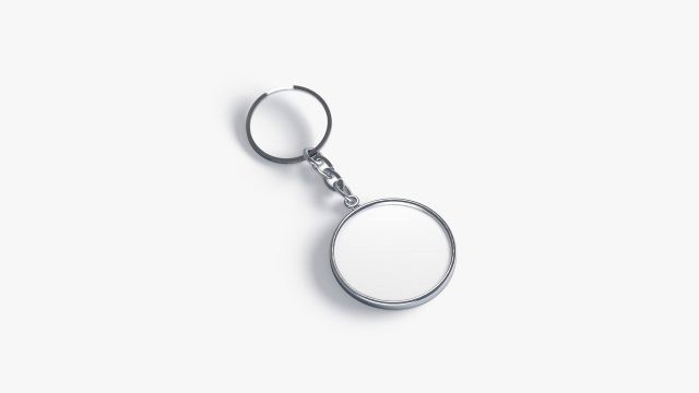 White Round Keychain - key tag holder