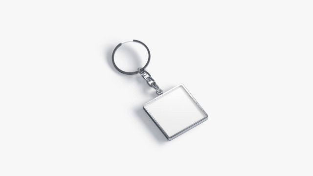 White Square Keychain - key tag holder