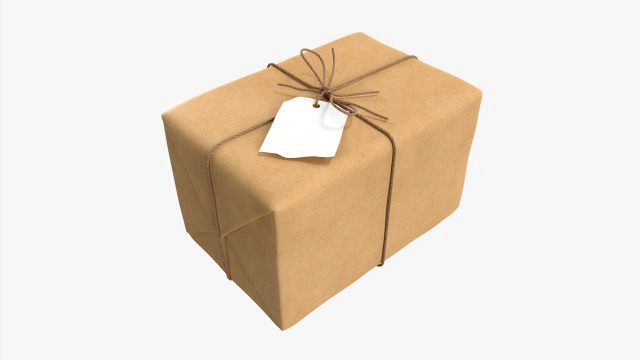 Parcel wrapped in kraft paper