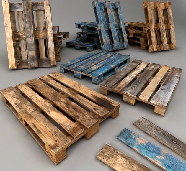 Euro Pallets Low Poly 3D Model