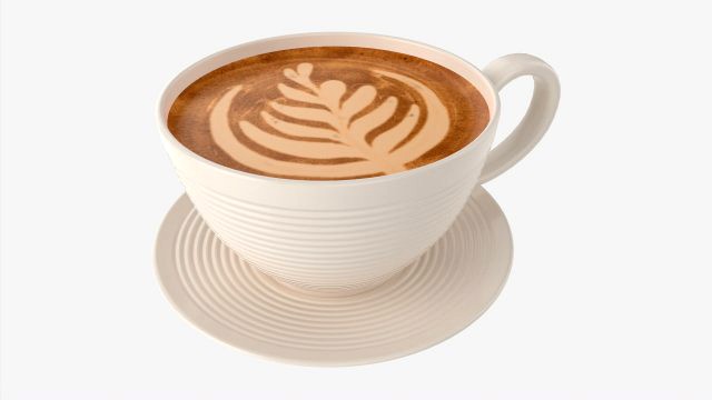 Coffee Latte in Mug With Saucer 02