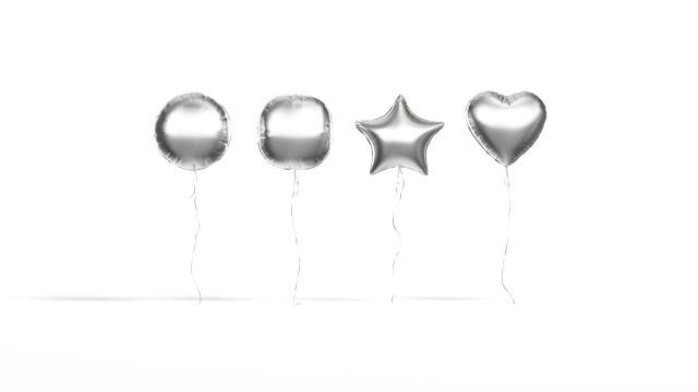 Silver Helium Balloons Set 4 foil gift balloon shapes