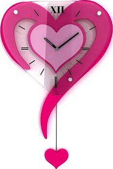 Wall Clock Pendulum Heart Shaped 3D Model