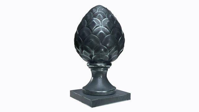 fir cone metal sculpture