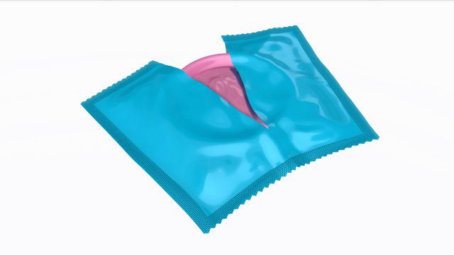 opened package with condom