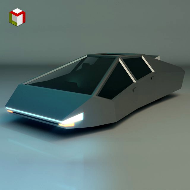 low poly sci-fi car 03