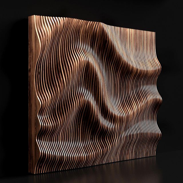 parametric wooden raised layered wood oak installation composition