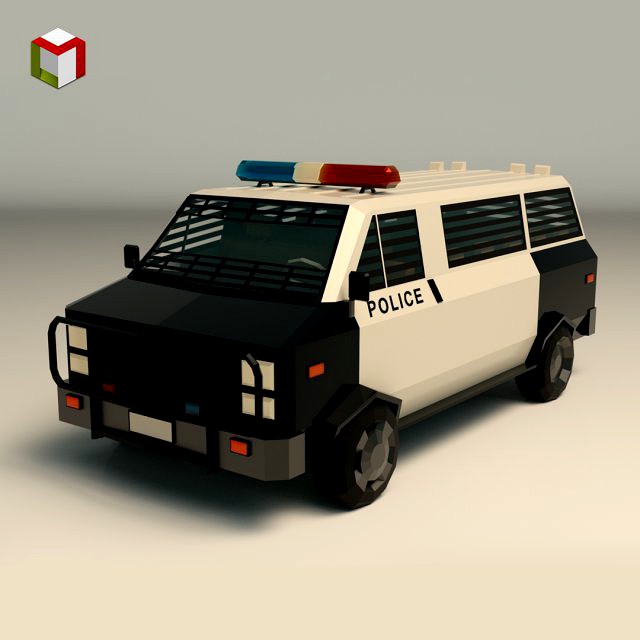 low poly police van 04