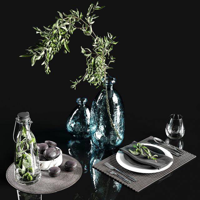 table settings with olive branch