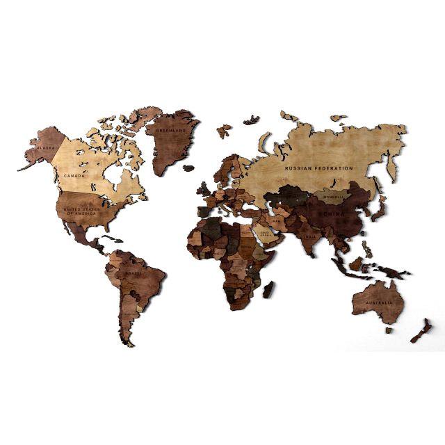 wooden panel - world map 2