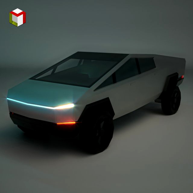 low poly sci-fi car 01