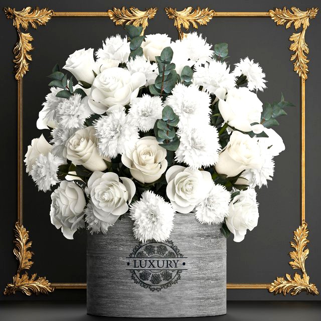 bouquet of white flowers in a gift box 92