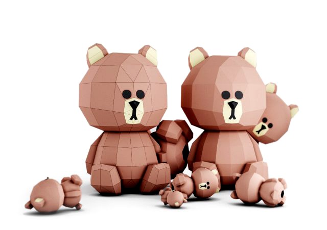 lowpoly bear teddy brown