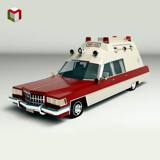 low poly ambulance 04