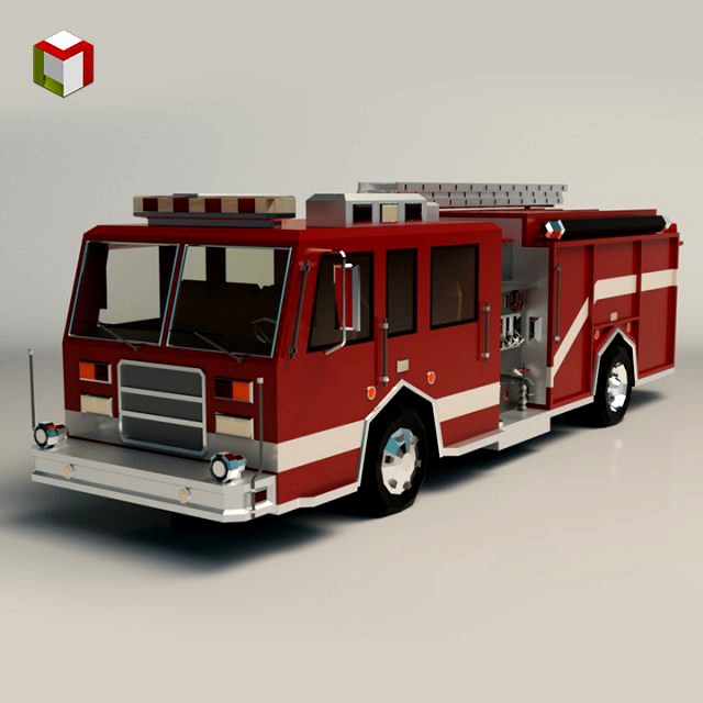 low poly fire truck 04